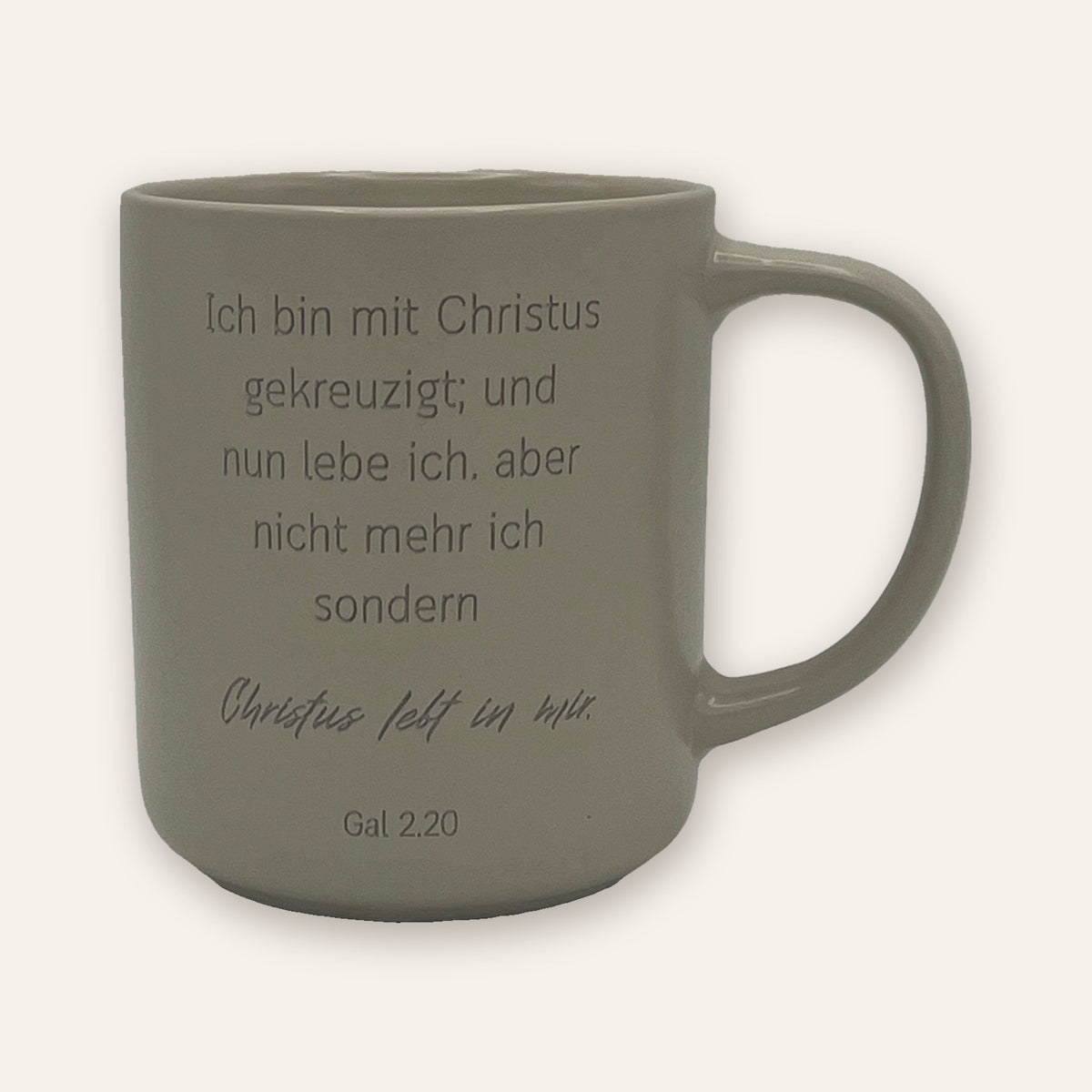 Keramiktasse mit Bibelvers