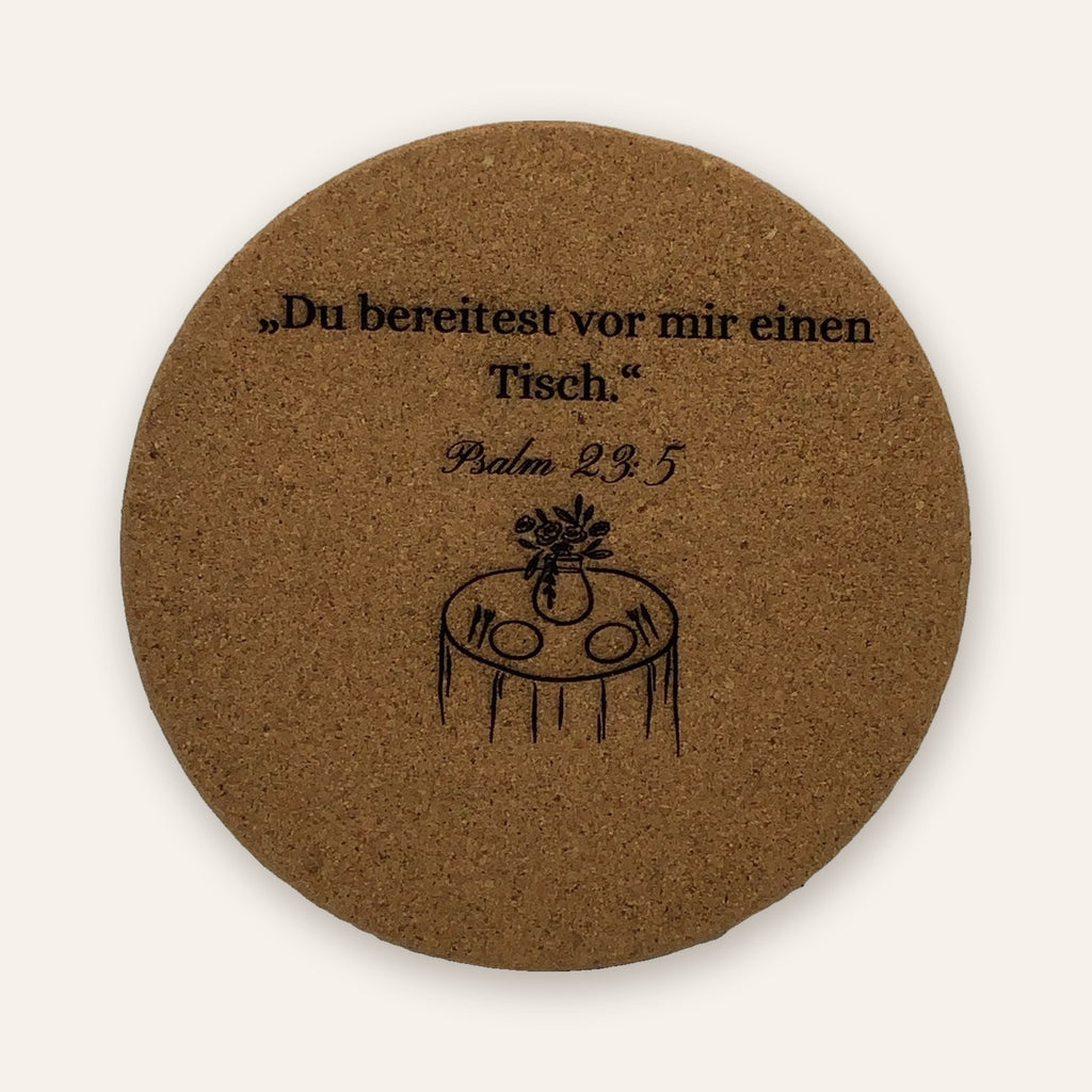 Kork-Topfuntersetzer mit Vers