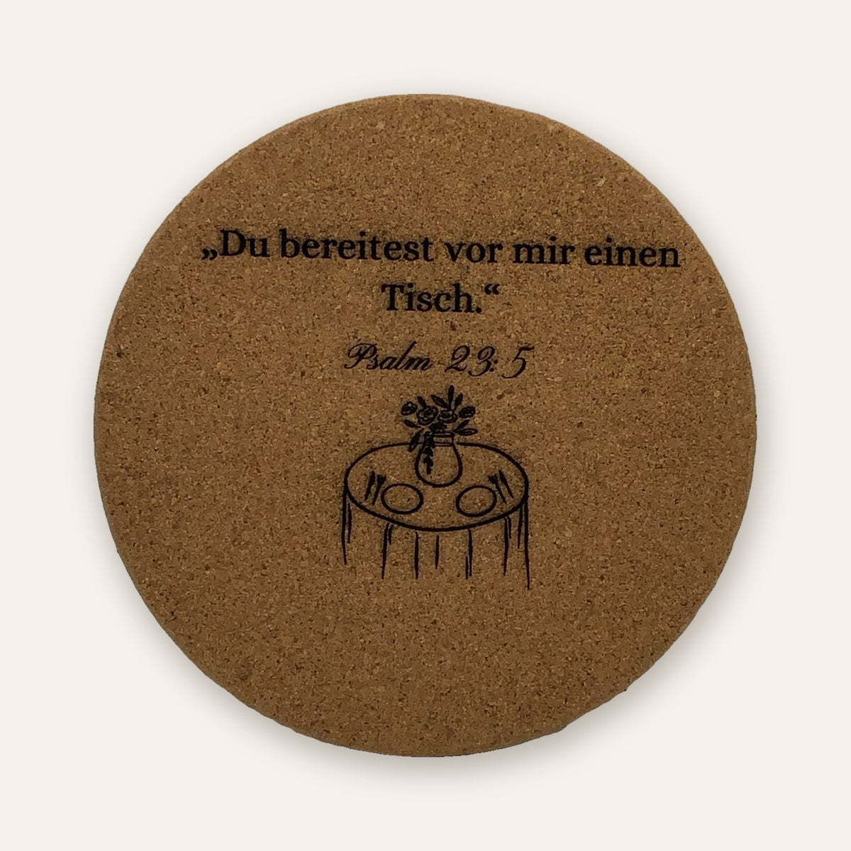 Kork-Topfuntersetzer mit Vers